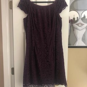 David’s Bridal plum lace bridesmaids dress